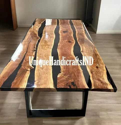 Black Epoxy Table, dining, Acacia Wooden Epoxy Res